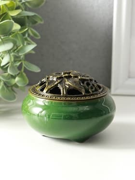 Курильница для благовоний, подставка для конусов TAKE IT EASY «Нефрит», 9.5×7 см, керамика, зелёная