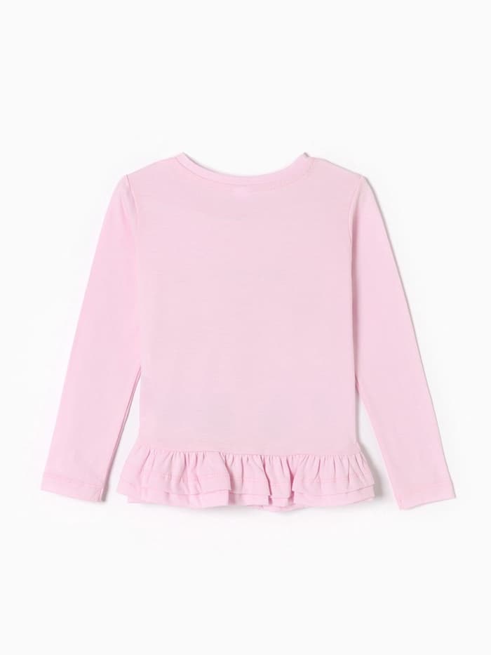 Футболка с длинным рукавом для девочки KAFTAN: Happy together, розовая, размер 34 (122-128 см)