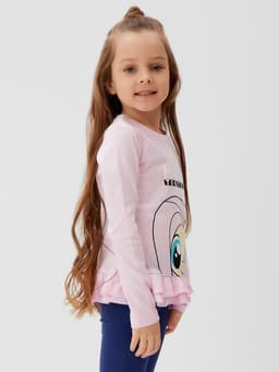 Футболка с длинным рукавом для девочки KAFTAN: Happy together, розовая, размер 34 (122-128 см)