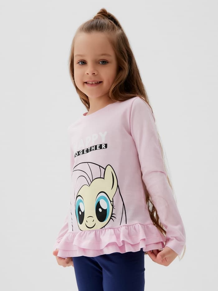 Футболка с длинным рукавом для девочки KAFTAN: Happy together, розовая, размер 34 (122-128 см)