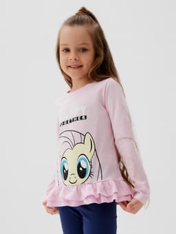 Футболка с длинным рукавом для девочки KAFTAN: Happy together, розовая, размер 34 (122-128 см)