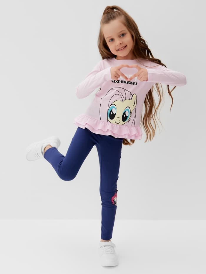 Футболка с длинным рукавом для девочки KAFTAN: Happy together, розовая, размер 34 (122-128 см)