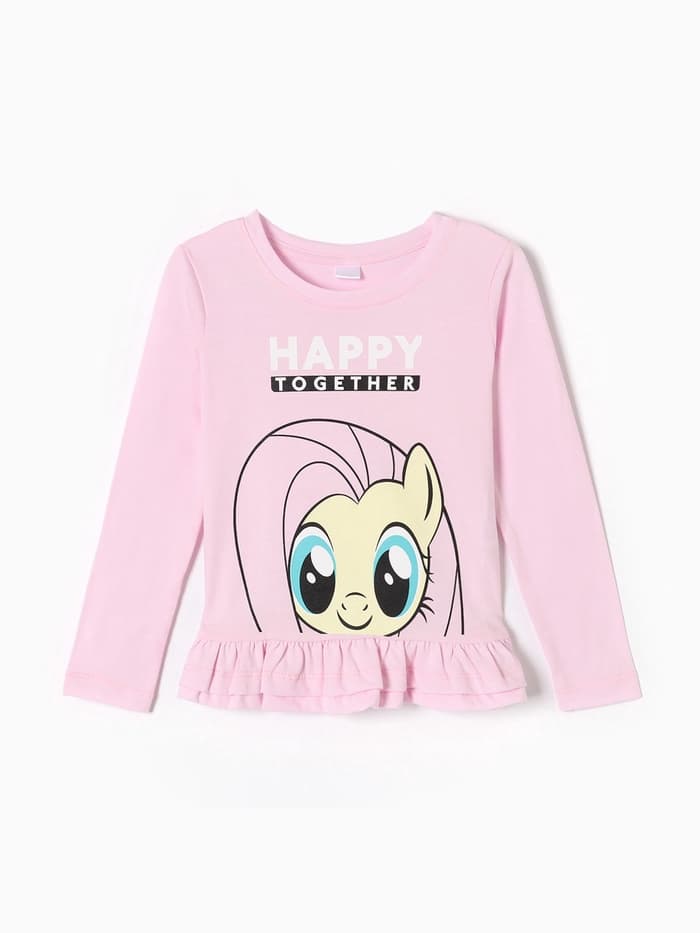 Футболка с длинным рукавом для девочки KAFTAN: Happy together, розовая, размер 34 (122-128 см)