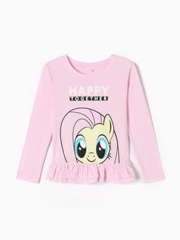 Футболка с длинным рукавом для девочки KAFTAN: Happy together, розовая, размер 34 (122-128 см)