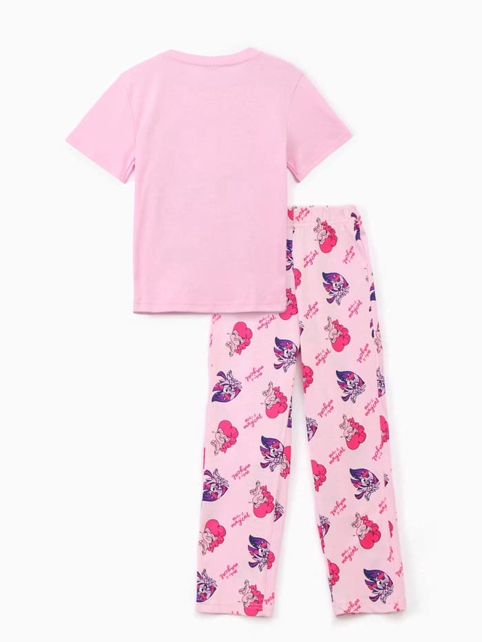 Пижама для девочки (лонгслив и брюки) KAFTAN «Милая пони», розовая, размер 30 (98-104 см)