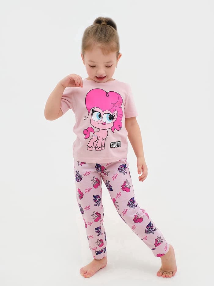 Пижама для девочки (лонгслив и брюки) KAFTAN «Милая пони», розовая, размер 30 (98-104 см)