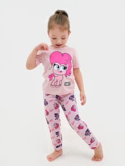 Пижама для девочки (лонгслив и брюки) KAFTAN «Милая пони», розовая, размер 30 (98-104 см)