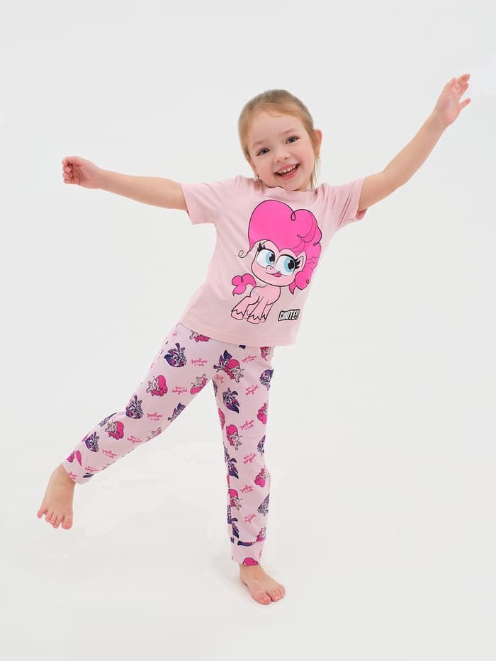 Пижама для девочки (лонгслив и брюки) KAFTAN «Милая пони», розовая, размер 30 (98-104 см)