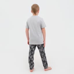 Пижама для мальчика: лонгслив, брюки, KAFTAN «Роботы», рост 98-104 см, серая