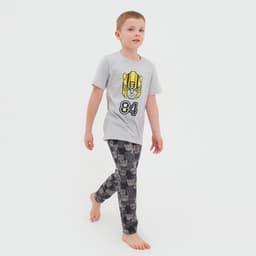 Пижама для мальчика: лонгслив, брюки, KAFTAN «Роботы», рост 98-104 см, серая