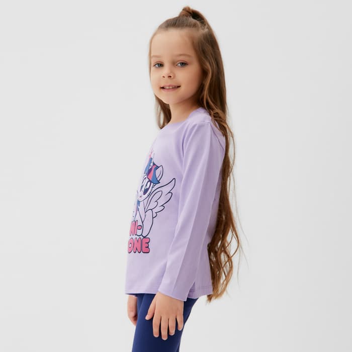 Футболка с длинным рукавом для девочки KAFTAN: «Пони», сиреневая, размер 30 (98-104 см)
