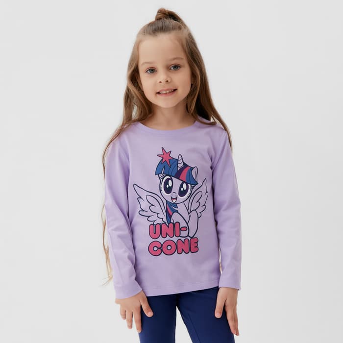 Футболка с длинным рукавом для девочки KAFTAN: «Пони», сиреневая, размер 34 (122-128 см)