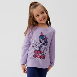Футболка с длинным рукавом для девочки KAFTAN: «Пони», сиреневая, размер 34 (122-128 см)