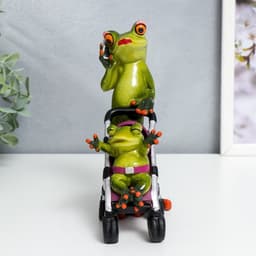 Фигурка полистоун лак «Лягуха: Мамочка с малышом в коляске», 16.7×6.3×15.5 см