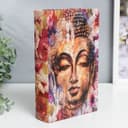 Шкатулка книга - сейф «Голова Будды в цветах», дерево, искусственная кожа, 21×13×5 см