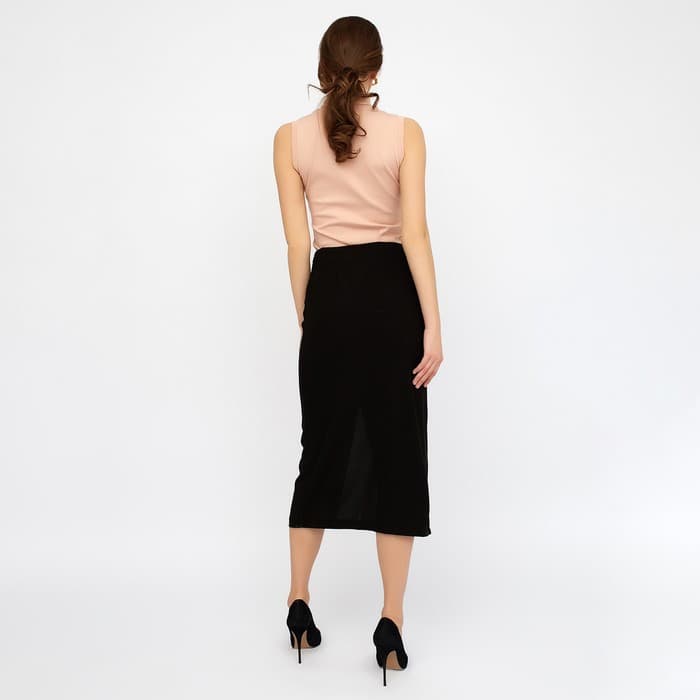 Юбка миди женская MINAKU: Green trend, чёрная, размер 46