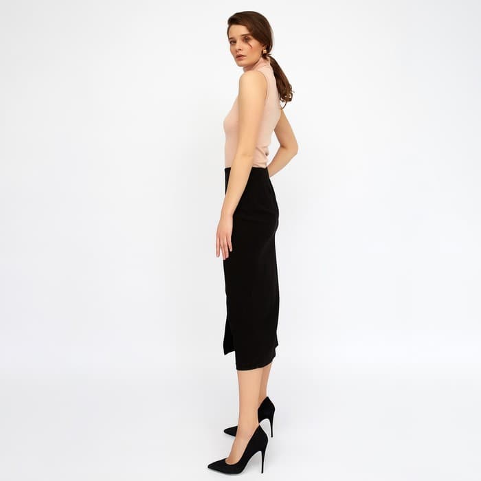 Юбка миди женская MINAKU: Green trend, чёрная, размер 48