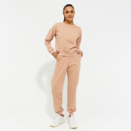 Костюм женский (свитшот, брюки) MINAKU: Casual Collection, размер 48, бежевый