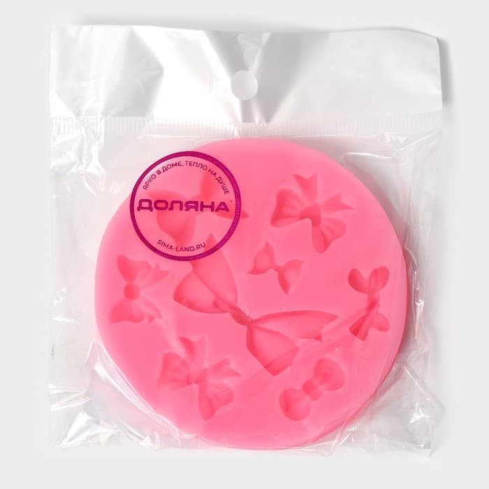 Молд для заливки Доляна «Бант», силикон, d=8.5 см, розовый