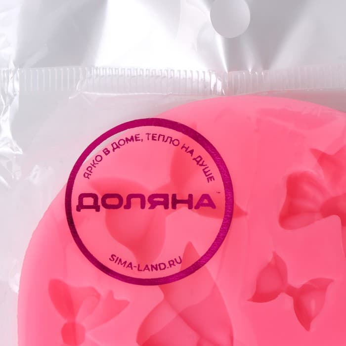 Молд для заливки Доляна «Бант», силикон, d=8.5 см, розовый