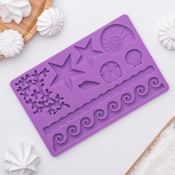 Молд для заливки Доляна «Морской узор», силикон, 9 ячеек, 19×12 см, МИКС