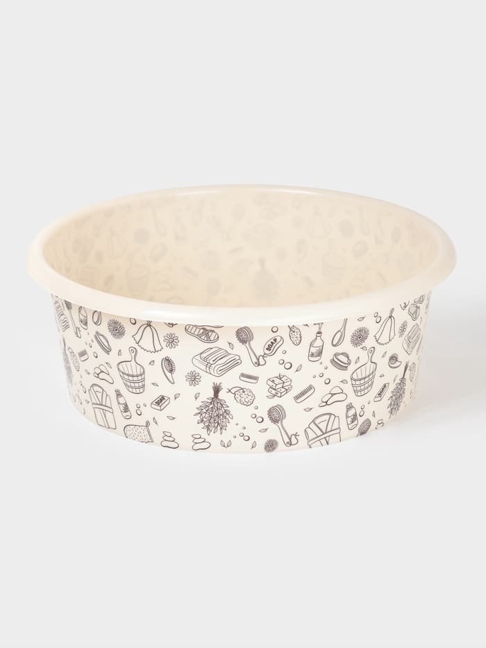 Таз хозяйственный круглый «Русская банька», 20 л, пластик, бежевый