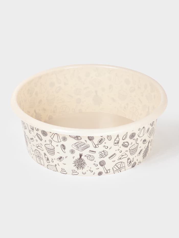 Таз хозяйственный круглый «Русская банька», 20 л, пластик, бежевый