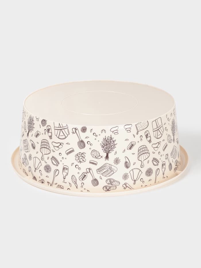 Таз хозяйственный круглый «Русская банька», 20 л, пластик, бежевый