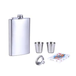 Подарочный набор 5 в 1, фляжка 300 мл, рюмки 30 мл, воронка 2.5×3.5 см, карты 54 шт., металл, пластик