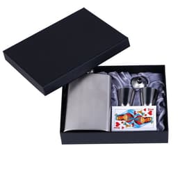 Подарочный набор 5 в 1, фляжка 300 мл, рюмки 30 мл, воронка 2.5×3.5 см, карты 54 шт., металл, пластик