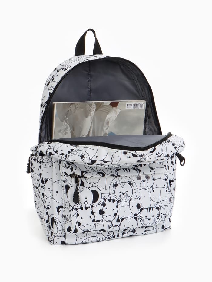 Рюкзак школьный, с пеналом, 30×14×42 см, белый