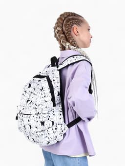 Рюкзак школьный, с пеналом, 30×14×42 см, белый