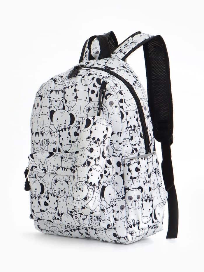 Рюкзак школьный, с пеналом, 30×14×42 см, белый