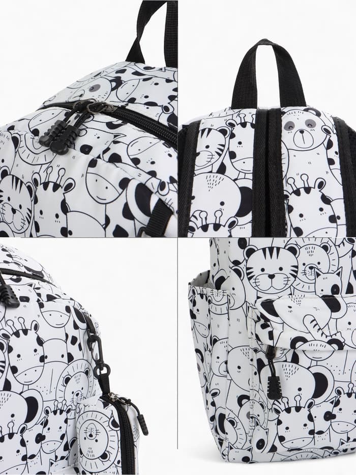 Рюкзак школьный, с пеналом, 30×14×42 см, белый