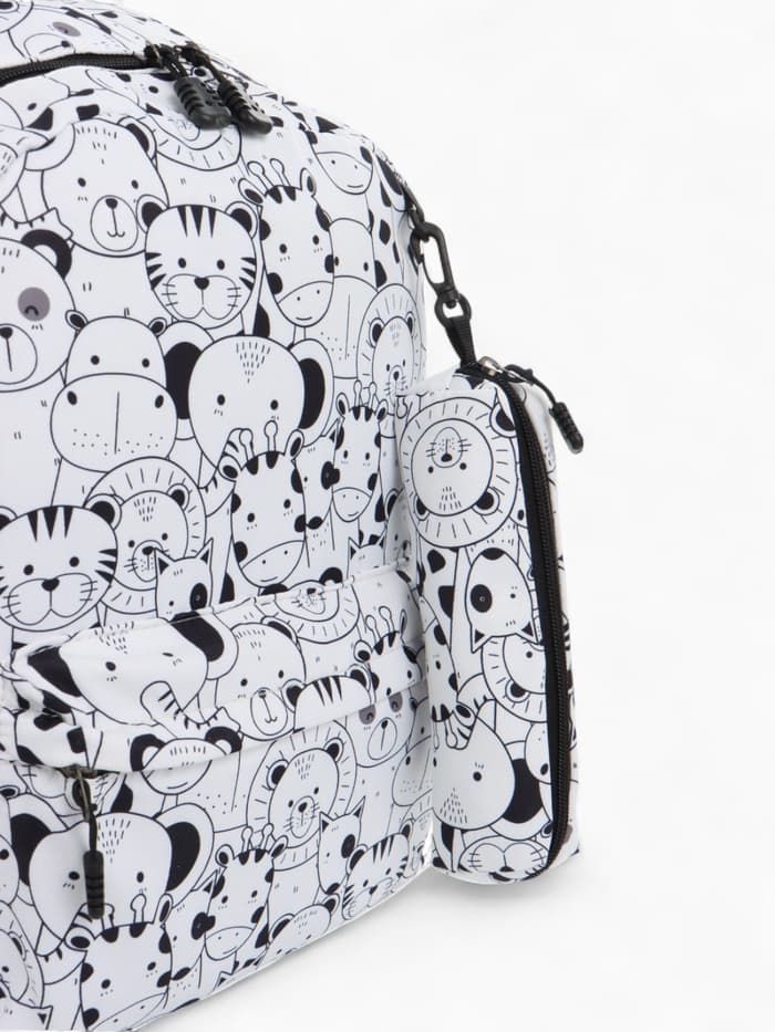 Рюкзак школьный, с пеналом, 30×14×42 см, белый