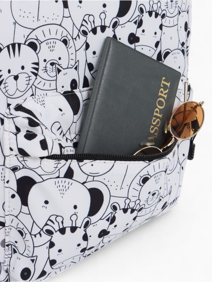 Рюкзак школьный, с пеналом, 30×14×42 см, белый