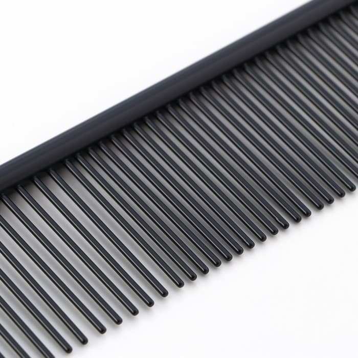 Расчёска для шерсти, 18.8×4.2 см, с гальваническим покрытием, металл, чёрная