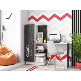 Стол компьютерный «Вега Позитив №1», 1450×500×1350 мм, цвет белый/бетон тёмный