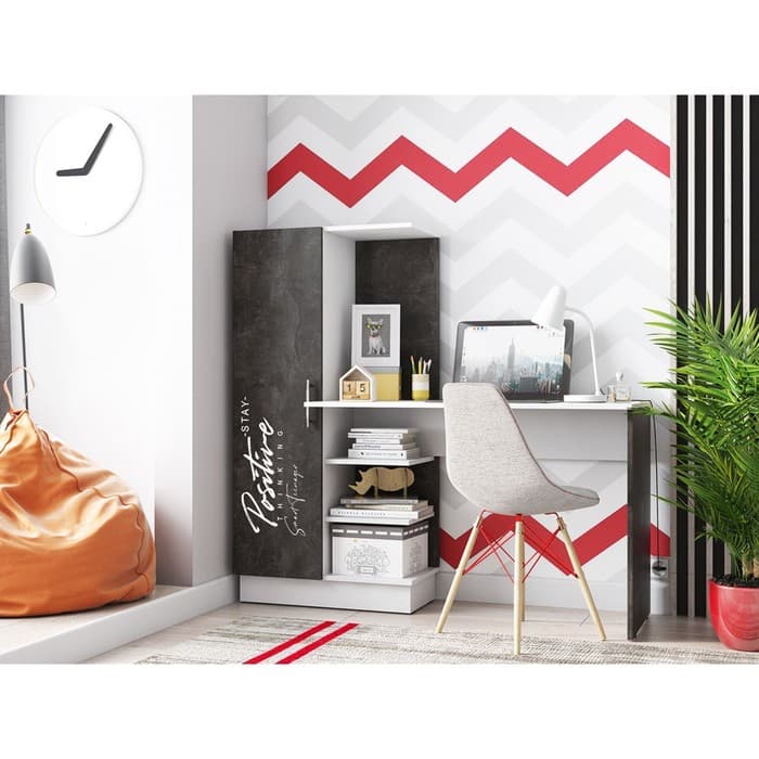 Стол компьютерный «Вега Позитив №1», 1450×500×1350 мм, цвет белый/бетон тёмный