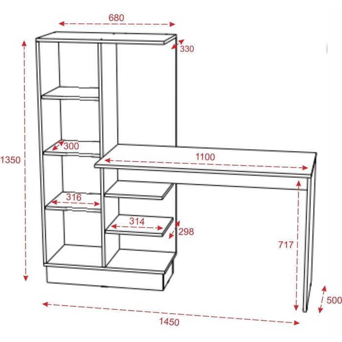 Стол компьютерный «Вега Позитив №1», 1450×500×1350 мм, цвет белый/бетон тёмный