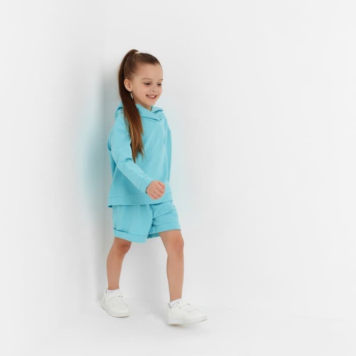 Костюм детский (толстовка, шорты) KAFTAN Basic line, рост 86-92 см, бирюзовый меланж