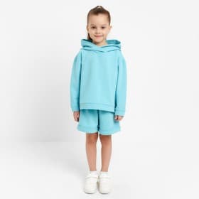 Костюм детский (толстовка, шорты) KAFTAN Basic line, рост 98-104 см, бирюзовый меланж