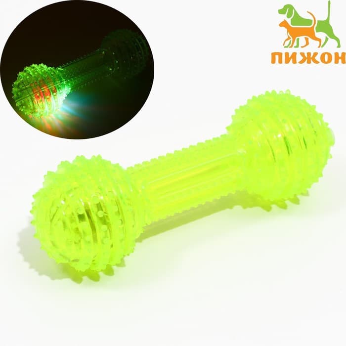 Игрушка для собак «Круглая кость», 15 см, светящаяся, TPR, жёлтая