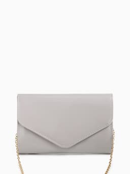 Сумка-клатч женская вечерняя на магните, на длинной цепочке, лаковая, однотонная, серая