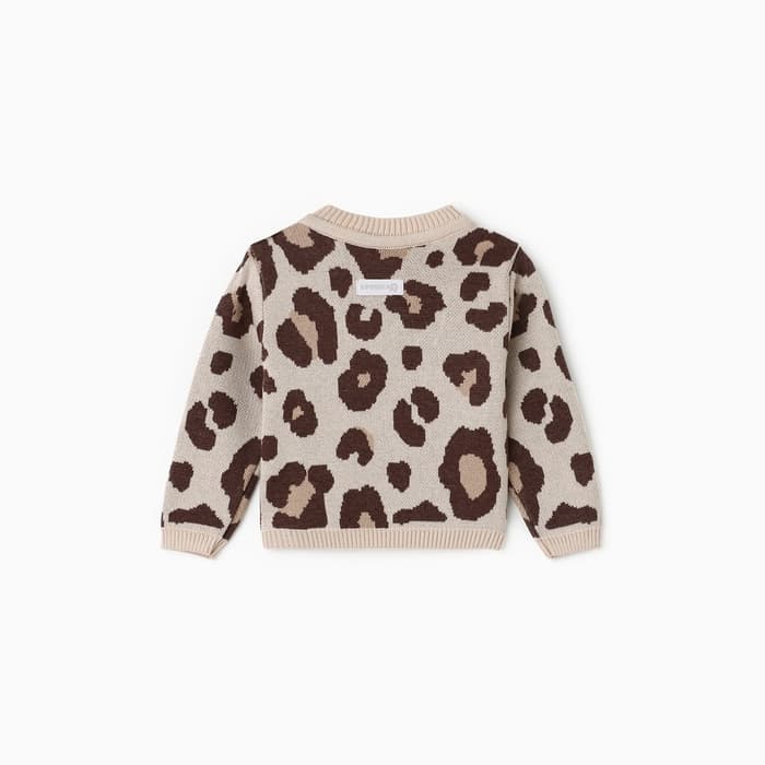 Джемпер вязаный «Крошка Я. Леопард», рост 86-92 см, бежевый