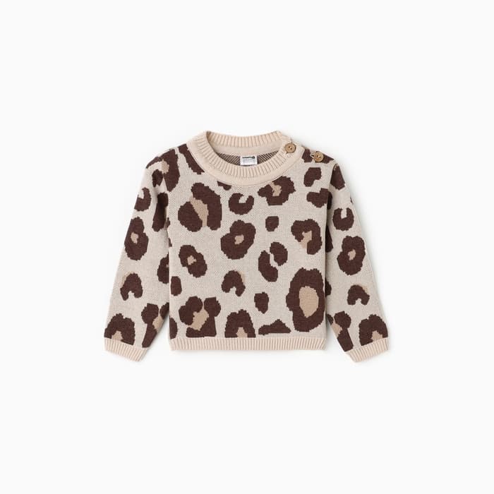 Джемпер вязаный «Крошка Я. Леопард», рост 98-104 см, бежевый
