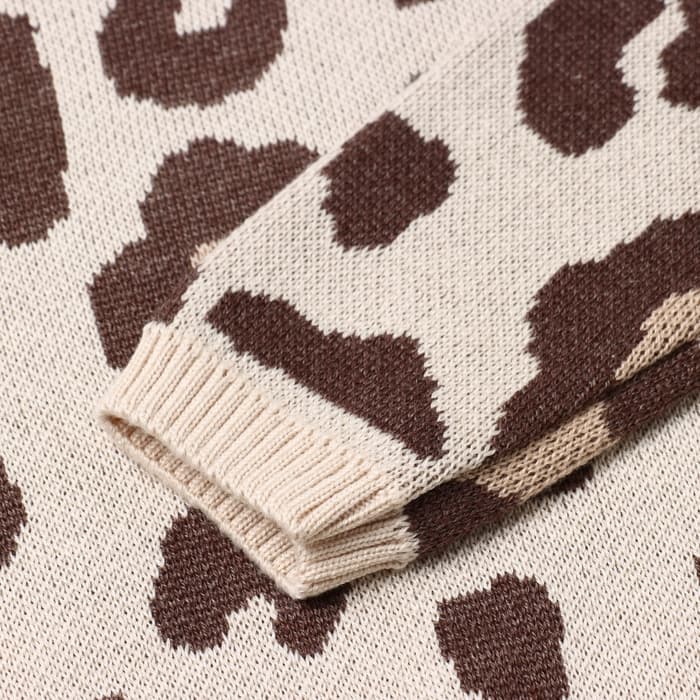 Джемпер вязаный «Крошка Я. Леопард», рост 98-104 см, бежевый