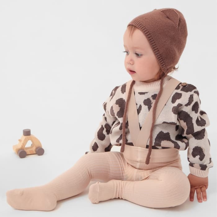 Джемпер вязаный «Крошка Я. Леопард», рост 98-104 см, бежевый