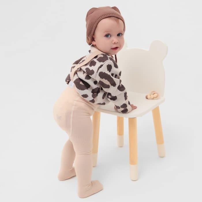 Джемпер вязаный «Крошка Я. Леопард», рост 98-104 см, бежевый