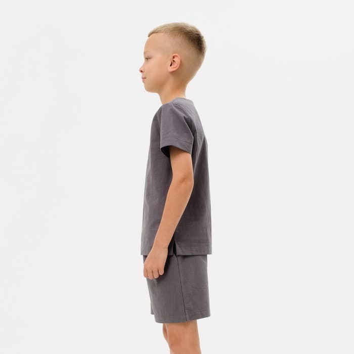 Комплект для мальчика (рубашка, шорты) MINAKU: Cotton Collection, серый, рост 128 см